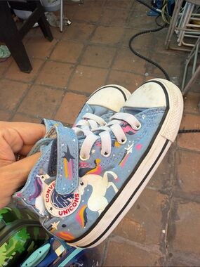 Converse Light Blue Unicorn Print Kids High-Top Sneakers